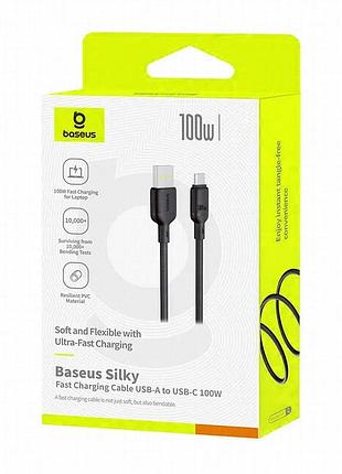 Дата кабель baseus silky series os fast charging usb to type-c 100w (2m) (p10377703) cluster black 5