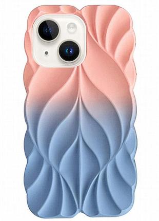 Tpu чехол leaf для apple iphone 15 (6.1") pink / blue