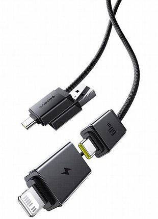 Дата кабель baseus versatile two-for-two usb/type-c to type-c/lightning 60w (0.6m) (p10383000) cosmic black 3