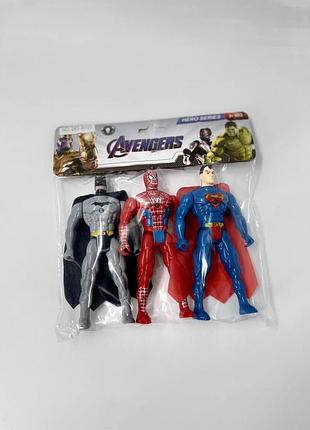 Набір ігрових фігурок «avengers: hero series» — супергерої (бетмен, людина-павук, супермен)