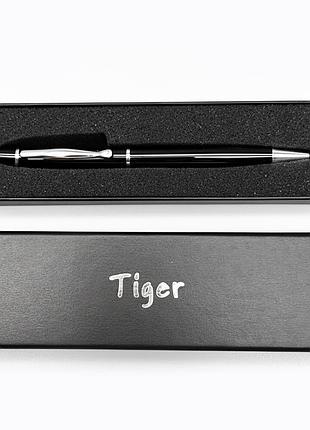 Подарочная ручка шариковая tiger в футляре (черно-серебристая)