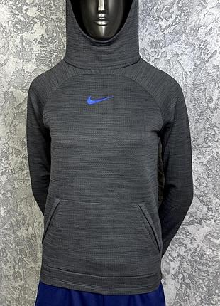 Nike dri-fit кофта балахон 147-158 см подростковый на флисе серая