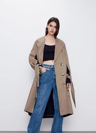 Тренч жіночий zara оверсайз бежевий s