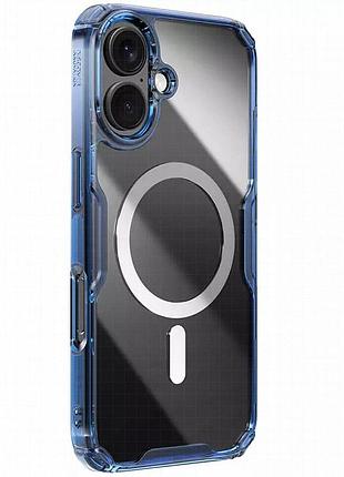 Tpu чехол nillkin nature pro magnetic для apple iphone 16 (6.1") синий (прозрачный)