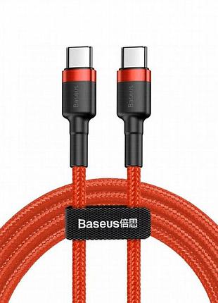 Дата кабель baseus cafule type-c to type-c pd2.0 60w (2m) (catklf-h) красный