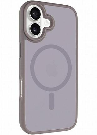 Tpu+pc чехол metal buttons with magnetic fit для apple iphone 17 (6.3") серый / grey