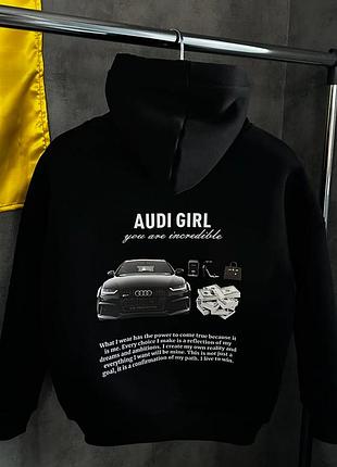 Худи женское черное “audi girl” с принтом