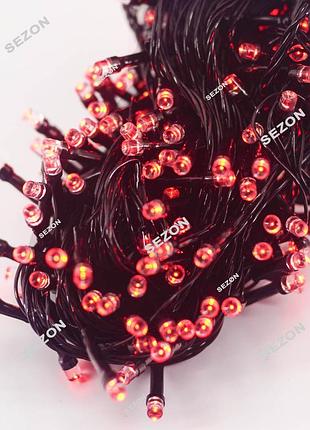 Світлодіодна гірлянда led м, червоне світло, чорний дріт