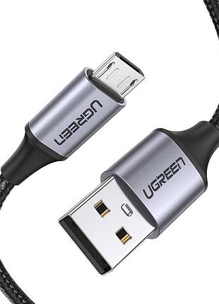 Кабель ugreen usb. a to micro usb cable nickel plating aluminum braid (black) ( ) ( )