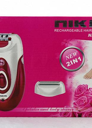Женский эпилятор nikai nk с насадкой для бритья nika nk (40 шт./яш)