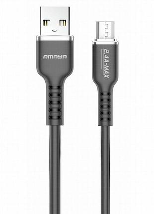 Дата кабель amaya m30 usb to microusb 2.4a (1m) black