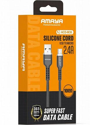 Дата кабель amaya m30 usb to microusb 2.4a (1m) black 2