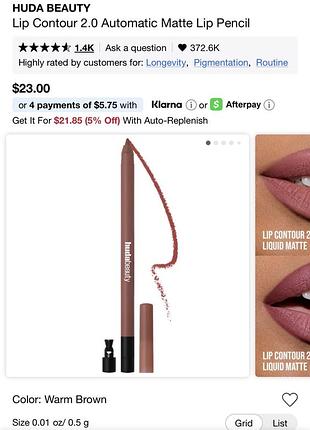 Олівець для губ huda beauty lip contour 2.0 automatic matte lip pencil warm brown 0.3г 2