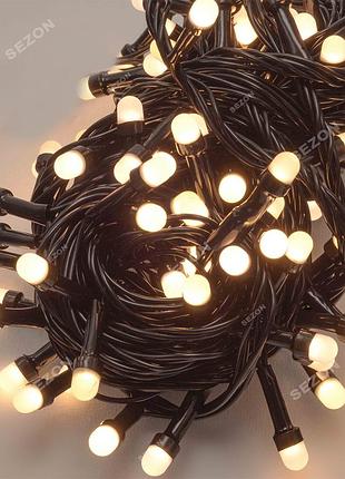 Линза led матовая 8мм, черный провод, белый теплый