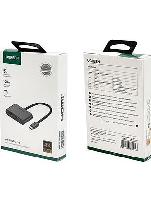 Usb-хаб ugreen usb-c to hdmi + vga +usb. adapter with pd (space gray) ( ) 2