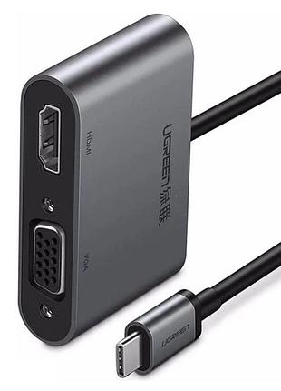 Usb-хаб ugreen usb-c to hdmi + vga +usb. adapter with pd (space gray) ( ) 3