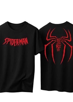 Футболка чоловіча «spider-man» — чорна футболка з принтом людина-павук | marvel