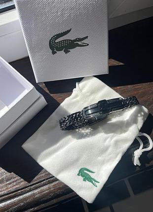 Чоловічий браслет lacoste чорний — нержавіюча сталь 316l, плетений дизайн