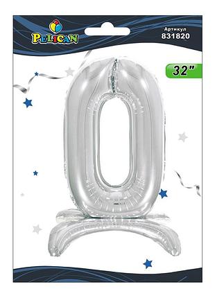 Цифра на подставке pelican, " " серебро 80см, (индивидуальная упак.)