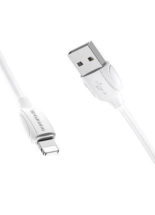 Кабель borofone usb to ip.,, pvc, tpe connectors, white ( )