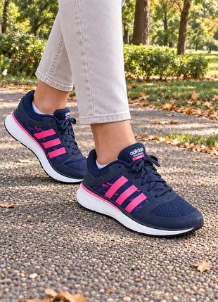 Зручні жіночі кросівки adidas, легенькі кеди сині з рожевим, літо демісезон, р. 37