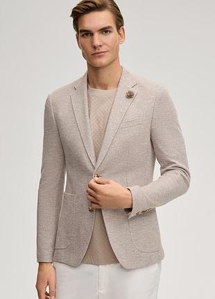 Базовый котоновый слим пиджак кэжуал беж joop