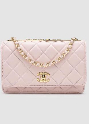 Сумка шанел calfskin quilted perfect fit wallet on chain pink/gold