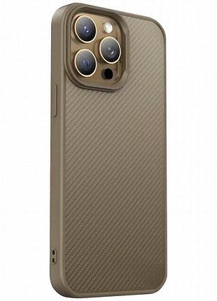 Tpu чехол carbon protective with magnetic fit для apple iphone 14 pro max (6.7") coffee