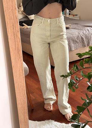 Джинси zara straight leg молочні / бежеві, розмір 36