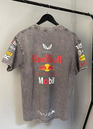 Вареная оверсайз футболка red bull racing с принтами в стиле автоспорта
