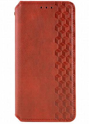 Кожаный чехол-книжка getman cubic (pu) для apple iphone 13 / 14 (6.1") красный