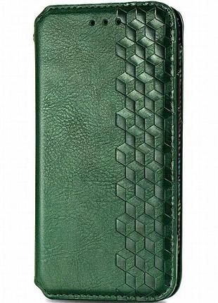 Кожаный чехол-книжка getman cubic (pu) для xiaomi redmi note 9 / redmi 10x зеленый