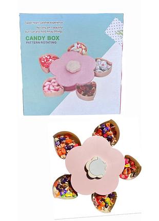 Складана поворотна цукерниця у формі квітки flower candy box