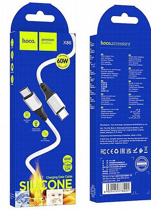Дата кабель hoco x86 spear type-c to type-c 60w (1m) white 4