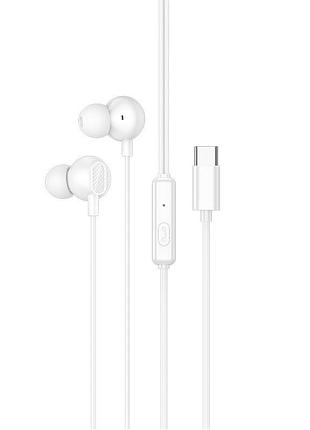 Навушники дротові hoco victory universal digital earphones with microphone (type-c) white ( )