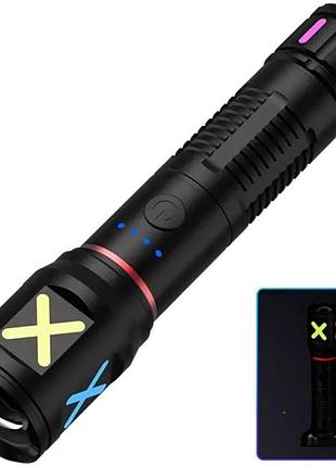 Фонарь режим white laser led, 1х18650, индикация заряда, зу type-c, zoom, box