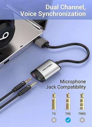 Адаптер vention usb external sound card. gray metal type (cdkhb) (cdkhb) 4