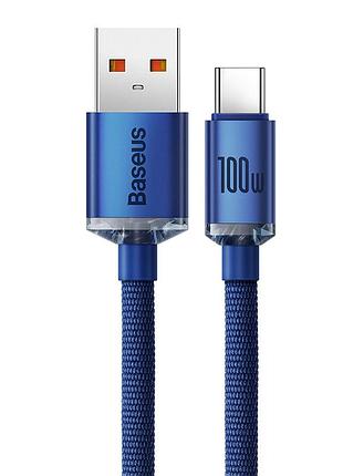 Кабель baseus crystal shine series fast charging data cable usb to type-c blue ( ) 3