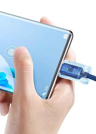 Кабель baseus crystal shine series fast charging data cable usb to type-c blue ( ) 5