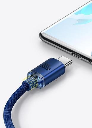 Кабель baseus crystal shine series fast charging data cable usb to type-c blue ( ) 8
