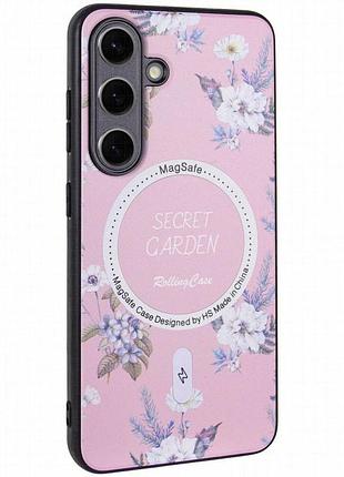 Tpu+pc чехол secret garden with magnetic fit для samsung galaxy s24 pink