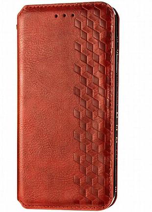 Кожаный чехол-книжка getman cubic (pu) для xiaomi redmi note 9s / note 9 pro / note 9 pro max красный
