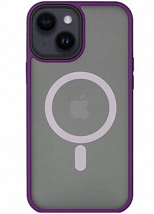 Tpu+pc чехол metal buttons with magnetic fit для apple iphone 14 / 13 (6.1") темно-фиолетовый / dark purple