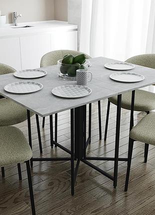 Стіл-трансформер книжка морис 3 ferrum-decor 75x130x90 чорний металл дсп бетон 16 мм (frd-107412)