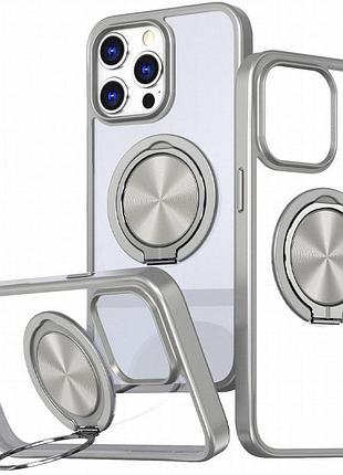 Tpu+pc чехол metal ring with magnetic fit для apple iphone 15 pro (6.1") серый