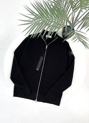 Мужской кардиган stone island черный кофта стон айленд без капюшона на змейке m (b)