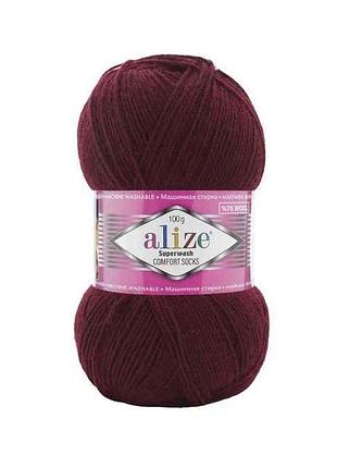 Пряжа superwash comfort арт.578 5шт/уп червоний 25% поліамід 75% вовна 100г 420м тм alize