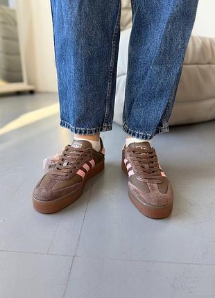 Adidas samba xlg platform brown pink 9
