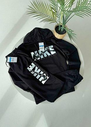 Мужской зимний спортивный костюм nike на флисе черный комплект найк теплый трехнитка с начесом (b)