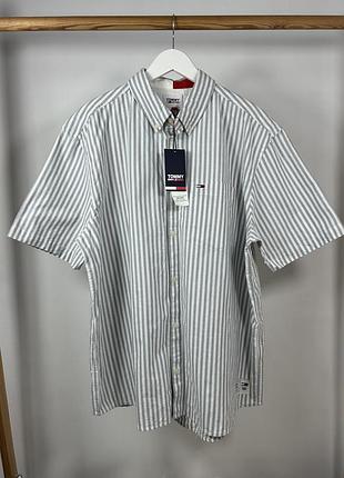 Tommy jeans stripped cinder blue/white сорочка на короткому рукаві оригінал нова!